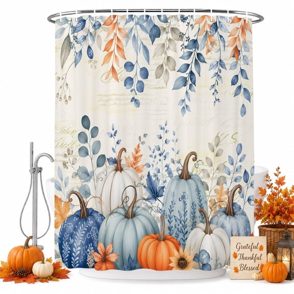 Shower Curtains for Bathroom-36"x72",Fall Eucalyptus Leaf Flower Waterproof Bath Curtain Grommet Shower Curtain Set with Hooks,