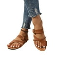 thumbnail image 4 of YYUIJK Women Sandals Clearance Sale,Sandals for Women Flats Shoes,Summer Comfortable Dressy Flat Sandal Adjustable Hook loop Slip on Toe Ring Beach sandal Brown 8.5, 4 of 7