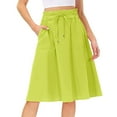 thumbnail image 2 of vigerkar Women Casual Cotton Linen Skirts Frill Tie Waist A-Line Midi Skirt with Pockets Green, S, 2 of 8
