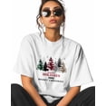 thumbnail image 2 of T Shirts for Women Short Sleeve Cotton Crewneck T-Shirt, Happy Holidays Red Green Xmas Tree Tee Tops Casual Basic T-Shirts, XS-5XL White XL, 2 of 7