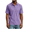 thumbnail image 5 of IhhxPro Men's Short Sleeve Collared Shirt with Button Detail Solid Color Button-Up Tee Casual Summer Lightweight Cotton Fit Office Golf S-2XL, 5 of 6