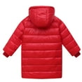 thumbnail image 3 of Cethrio Girls Hooded Puffer Jacket, Warm Full Zip Windproof Mid-length Kids Winter Coats Red Size 14-16, 3 of 3