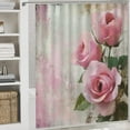 thumbnail image 5 of 4 Piece Shower Curtain Sets Pink Roses Shabby Chic Painting Rug Toilet Lid Cover And Non-Slip U Shape Mat Pink Blooming Romantic Roses Bathroom Decor Sets for Bathroom Decor Set 72inch X 72inch, 5 of 8