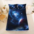 thumbnail image 5 of Manfei Celestial Planet King Sheets,Dreamy Swirling Blue Galaxy Bedding,4-Piece,1 Flat Sheet,1 Fitted Sheet and 2 Pillowcases, 5 of 6