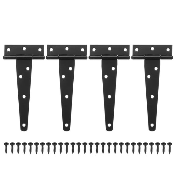 Uxcell 4-Pack Iron T-Strap Shed Door Hinges, 5 Inch Tee Hinge Wrought Hardware with Screws for Yard [Black]