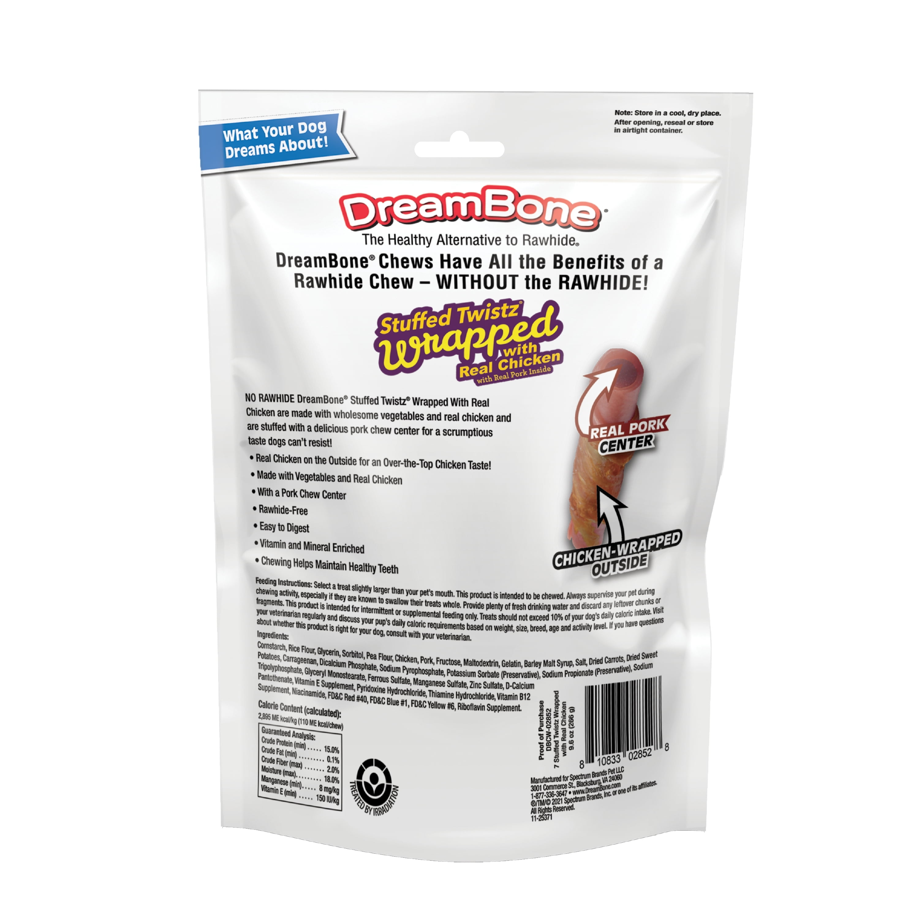 (7 pack) DreamBone Stuffed Twists Rawhide-Free Dog Chews with Real Pork Wrapped with Chicken, 7 Count