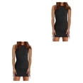 thumbnail image 2 of Sonducket Vestido estético Faldas casuales Traje de verano Cuello Top acanalado Ropa de mujer Lavable Moda Sexy Negro Negro 3XL 2piezas, 2 of 6