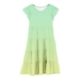 thumbnail image 4 of shoper Spring Dresses for Girls 6-7 Years Old Crew Neck Ruffled Sleeve Gradient Color Layered Cute Casual Dresses Photo Outfit Summer Clothes Summer Maxi Dress for 5-14 Years Light Green 150, 4 of 6