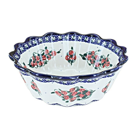 

Blue Rose Polish Pottery Winterberry Waved Bowl