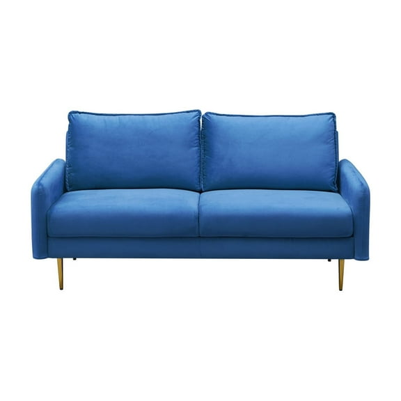 Kingway Furniture Almor Velvet Living Room Sofa in Prussian Blue