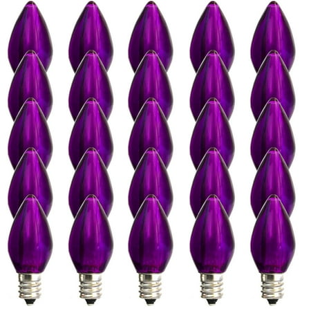 

Box of (25) C7 LED Purple Bulb - C7 Smooth Lens