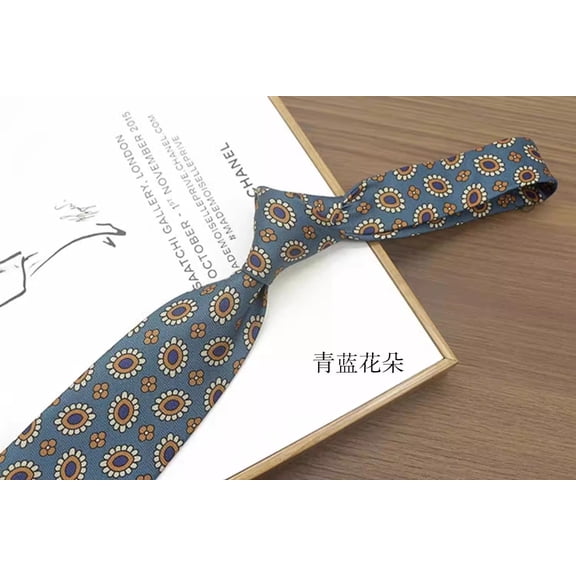 Yongchuantie Fashion Blue Personalized Bicycle Pattern Men's Tie Formal Business 8CM Wide Tie Gift Box