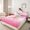 thumbnail image 4 of Homewish Flying Butterfly 3pcs Twin Sheet Sets For Children Teens Female,Stars Bling Glitter Twin Fitted Sheet,Gradient Ombre Pink Breathable Flat Sheet,Microfiber Bedroom Decor, 4 of 7