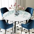 thumbnail image 5 of Elastic Fitted Round Tablecloth, Eucalyptus Leaves Waterproof Stretch Table Cover for 55"-60" Tables, Turquoise Summer Botanical Weeping Washable Outdoor Tablecloths for Patio, Picnic, Camping, 5 of 9