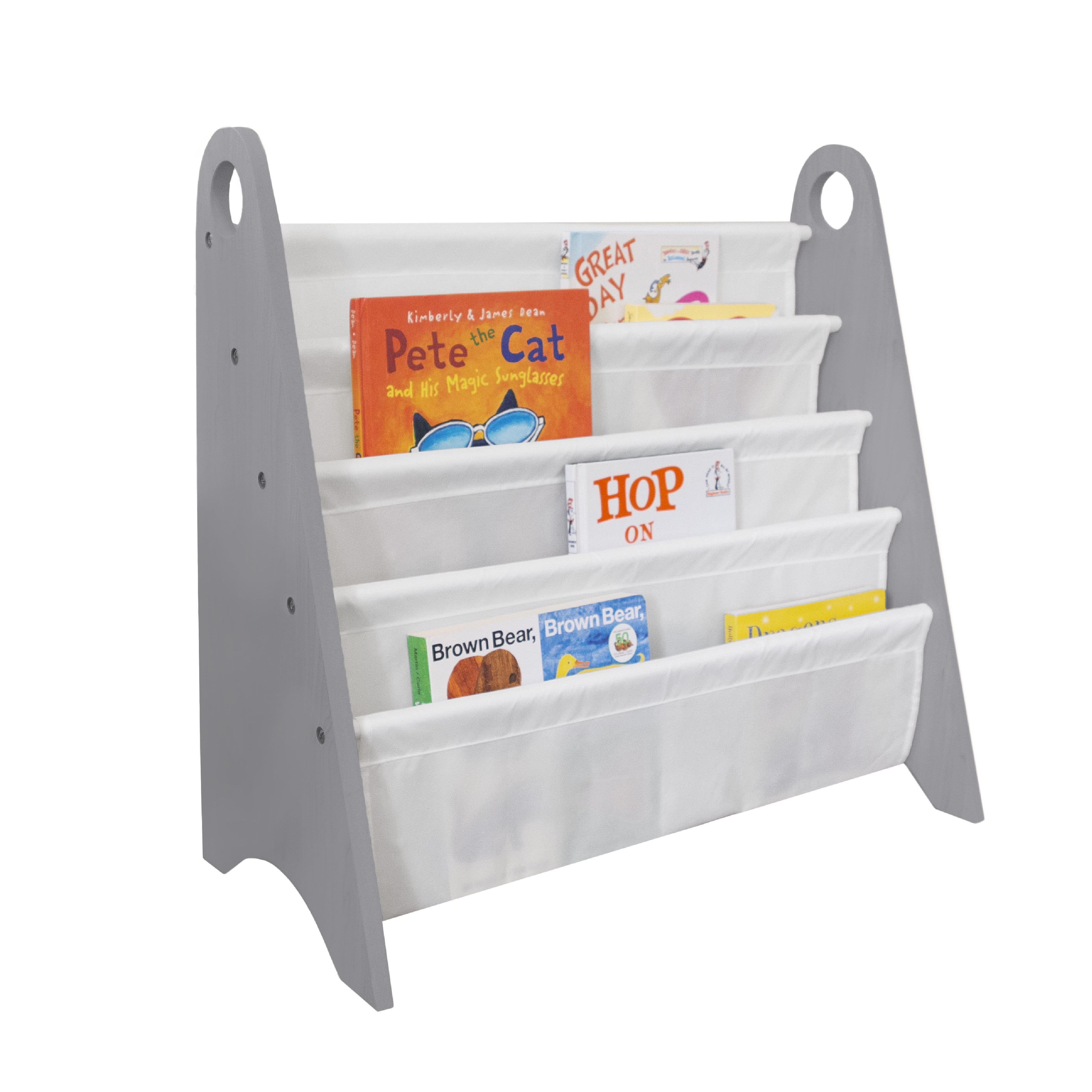 Modern Sling Bookshelf Gray w/ White