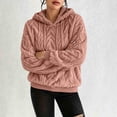 thumbnail image 4 of Pounoo Womens Long Sleeve Tops Thick Cozy Plush Knit Relax Fit Oversized Pullover Sweatshirt Multi Tone Outdoor Cold Weather Hoodies, 4 of 7