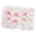 thumbnail image 3 of Pilar de pared con rosas artificiales, panel de flores artificiales para decoración de bodas Rosa + Blanco, 3 of 9