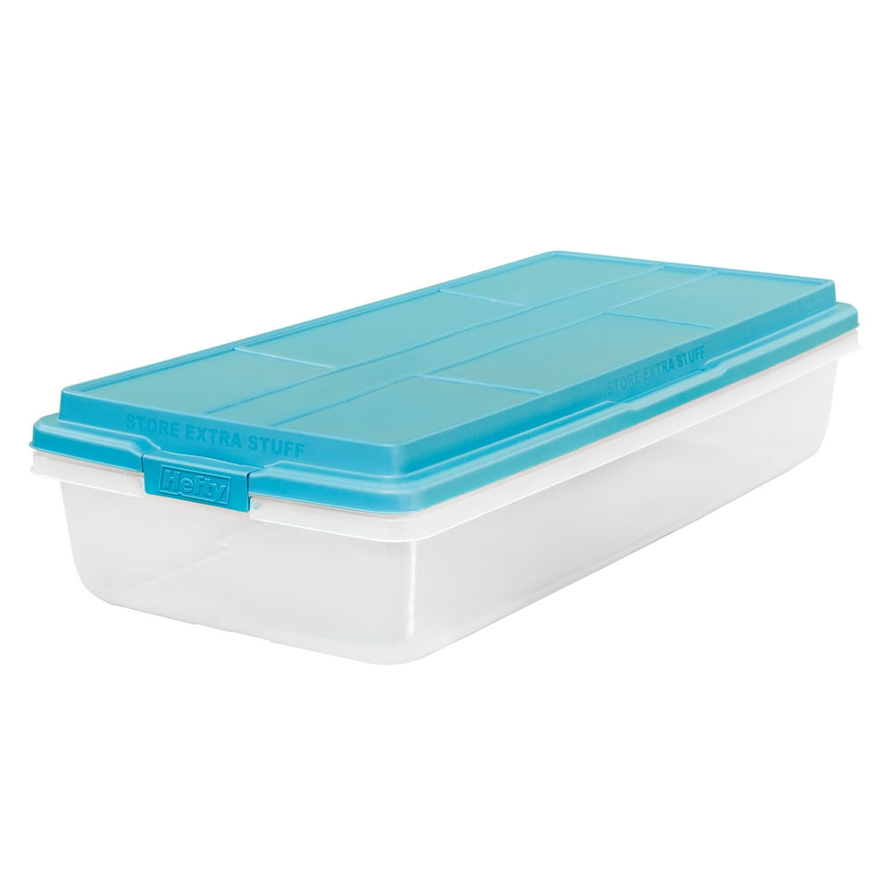 63qt Hefty HIRISE Clear Storage Bin, Teal Lid