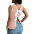 thumbnail image 2 of Camisole Tops for Women Bowknot Backless Crewneck Shirt Sleeveless Color Block Cute Summer Trendy Going Out Tank Tops, 2 of 7