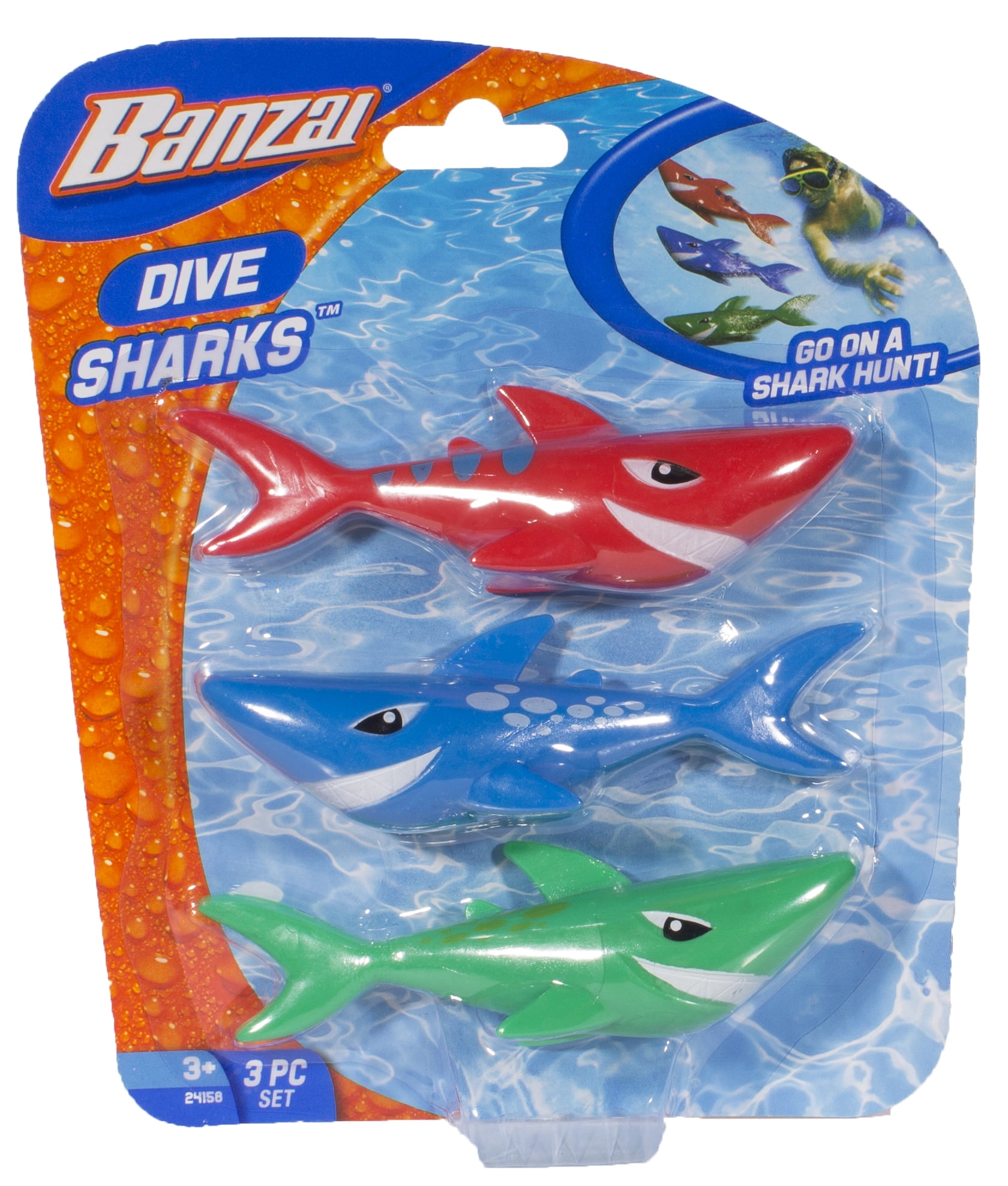 Spring & Summer 5 Pc Set Shark Torpedo Toy Pool Dive Stick With Catch Net 