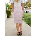 thumbnail image 2 of Wenseny Stripe Straight Skirt for Women Elastic Waist Fashion Casual Skirts Pink S, 2 of 5