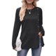 thumbnail image 2 of Tops de Larga para Mujer, Túnicas, Botones, Abertura Frontal Negro y Gris S, 2 of 9