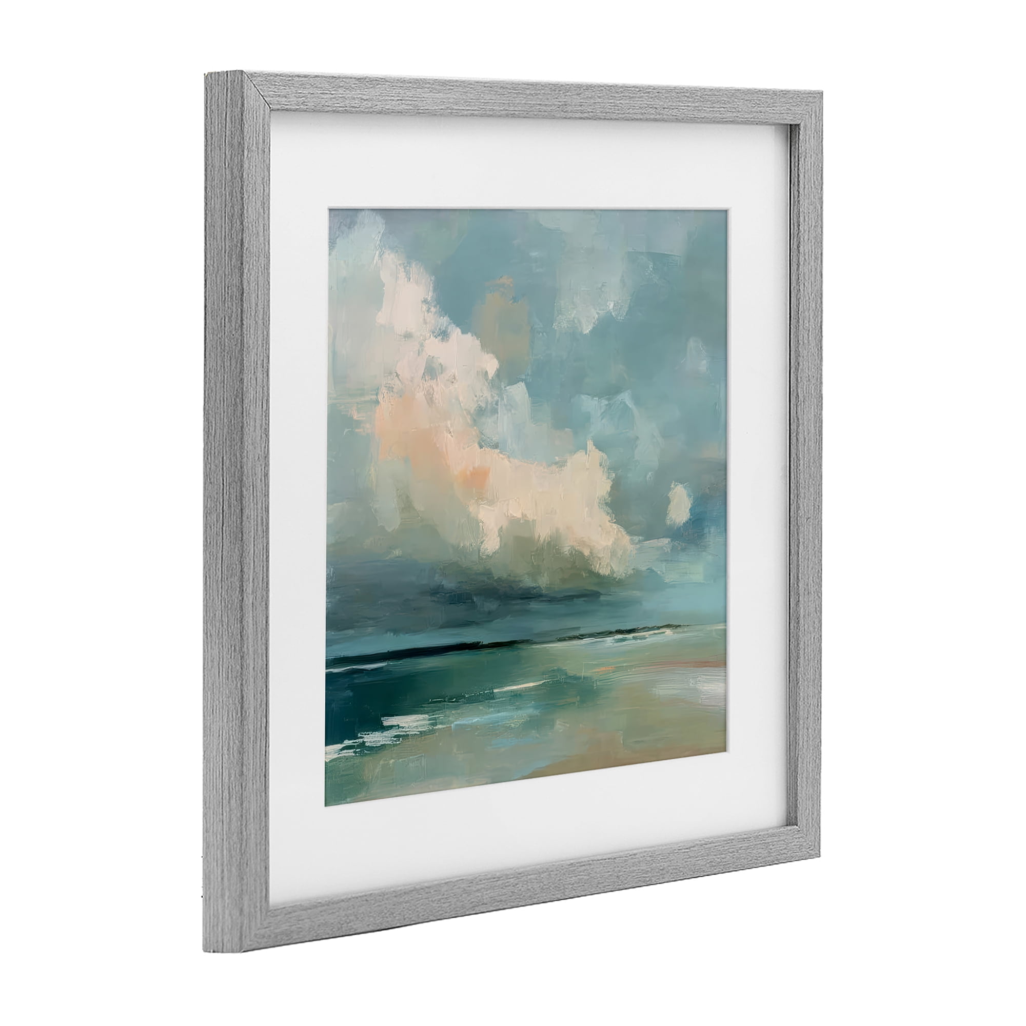 Stupell Industries Stormy Beach with Overhead Clouds Gray Framed Print Under Glass, design by Kim Curinga