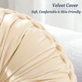 thumbnail image 4 of Velvet Round Decorative Pillow for Couch 15-Inch (Cream), 4 of 7