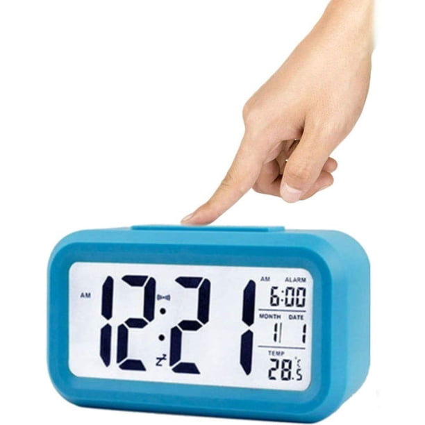 Gran Pantalla HD Luz Nocturna Inteligente Reloj Despertador Reloj Despertador para Niños Adolescentes Fashion Boy LED Retroiluminación Pantalla LCD Digital Reloj Despertador Electrónico (Azul) oso de fresa Hogar