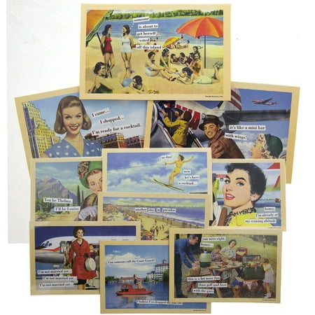 - 10 Pack Anne Taintor 4x6 Inch Magnetic Postcards Set Refrigerator Funny Retro Comic Art