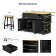 thumbnail image 2 of Kitchen Storage Island Cart with 2 Bar Stools, Rolling Kitchen Storage Cart on 5 Wheels with Drop Leaf, 2 Drawers, Power Outlet, Internal Storage, White (Not Include Stools), 2 of 10
