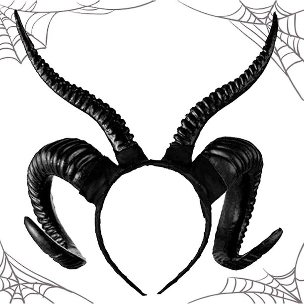 1set Accesorio para el cabello de Halloween Creativo Cuerno de oveja Forma Headwear Hecho a mano Diy Props Portable Hairband Cosplay Accesorio Demon Evil Diadema Negro ZefeiWu 1327533450188