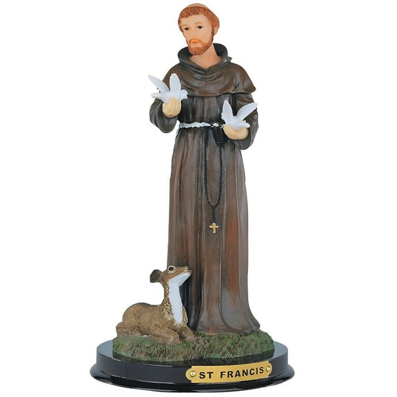 FC Design 9"H Saint Francis with Deer and Doves Holy Figurine Statue Sculpture Ornament Decoration Home/Room Decor and Unique Gift Ideas for Housewarming, Holidays and Birthdays