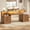 Brown, variant on 63" Farmhouse Computer Desk with 5 Drawers and Monitor Stand, Wood Executive Desk with LED Lights
