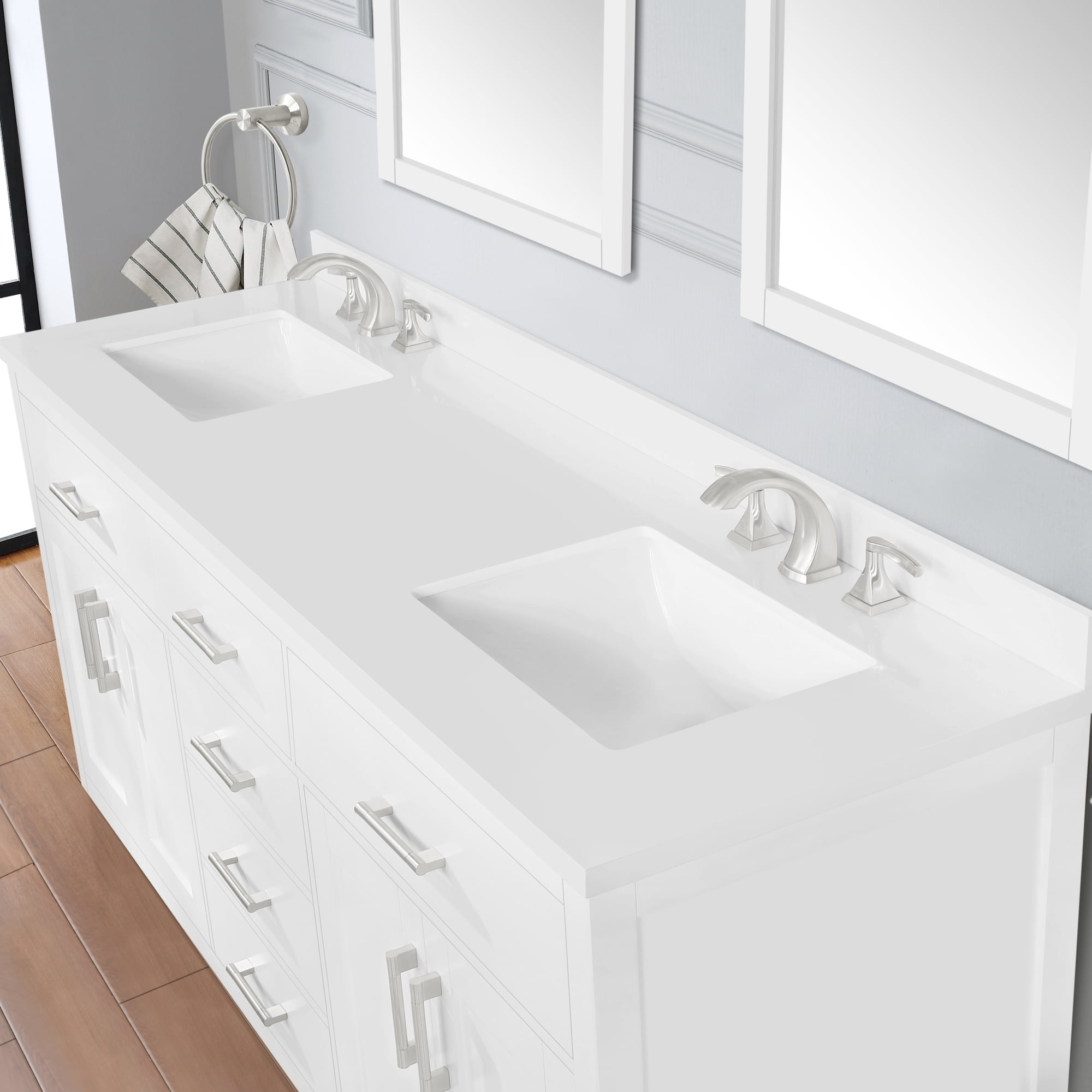 Ove Decors Bailey 72 W x 22" D Freestanding Bathroom Vanity with Double Sink, Pure White