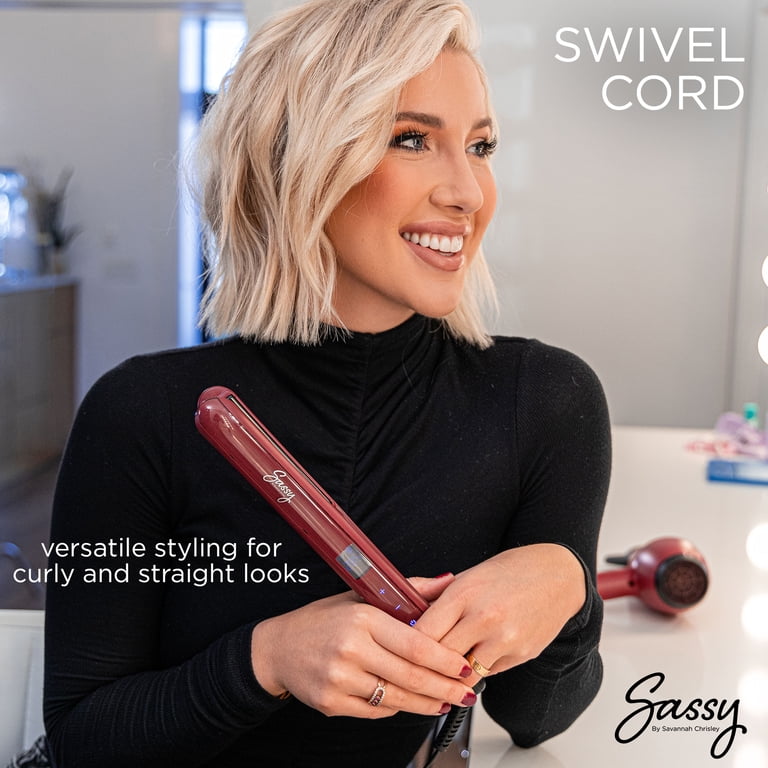 Sassy 1” Titanium Flat Iron, Adjustable Heat Hair  display picture 1
