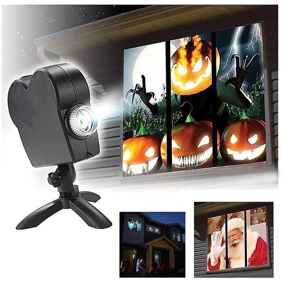 Halloween Christmas Holographic Projector Window Projector Led Holographic Projection Lamp, 12 Film Festivals, Used For Christmas And Halloween Outdoo