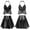 Black, variant on Women Belly Costume Shiny Sequin Camisole Vest with Ruffled Skirt Dancewear 2pcs Pole Dance Suit Clubwear