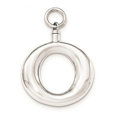 925 Sterling Silver Polished Round Ash Holder Hollow Opens Charm Pendant