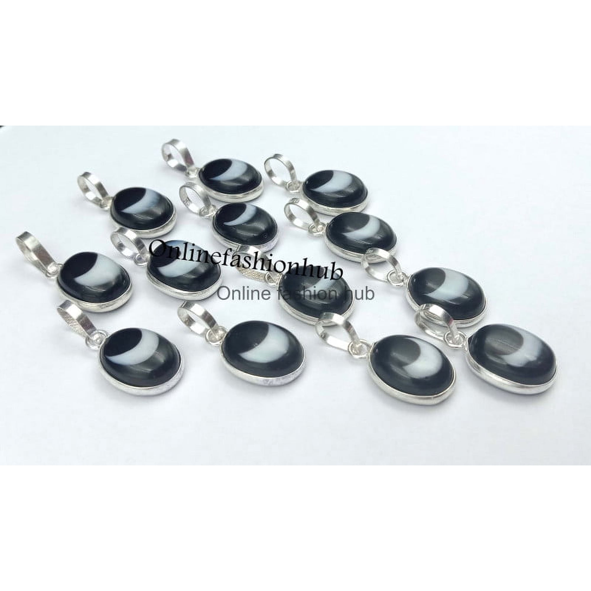 Evil Eye Gemstone 925 Sterling Silver Plated Handmade Pendant 5 pcs