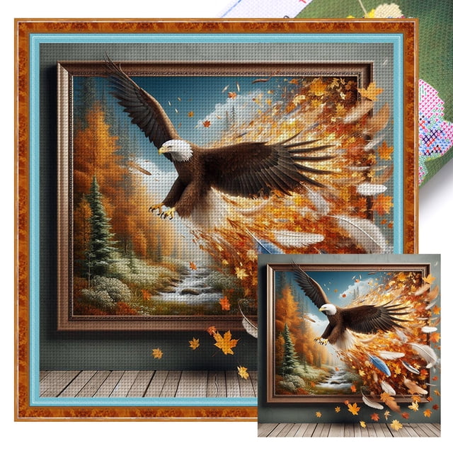 Bordado Eco-Cotton Thread 14CT Kit punto cruzado Eagle impreso 40x40cm