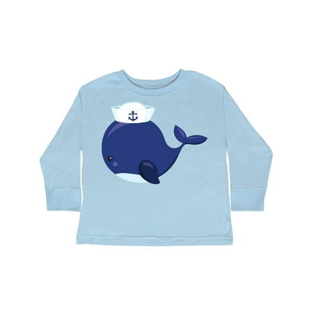 

Inktastic Navy Blue Whale With Sailor Hat Sailor Whale Gift Toddler Boy or Toddler Girl Long Sleeve T-Shirt