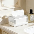 thumbnail image 4 of Oioii Rectangular Plastic Tissue Box Cover Holder, Decorative Organizer for Facial Tissue, Bathroom, Kitchen, Living Room Desk and Vanity Countertop,White, 4 of 6