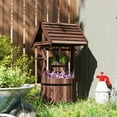 thumbnail image 2 of Spaco Wood Wishing Well for Outside with Hanging Bucket, Wishing Well Planter with Drain Hole for Outdoor, Carbonized, 2 of 11
