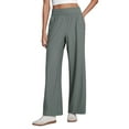 thumbnail image 2 of Women'S High Waist Comfortable Casual Sports Jogging Wide Leg Loose Pocket Pants Peacock Green L, 2 of 6
