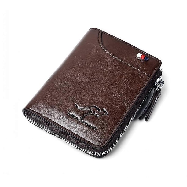 Mens Wallet, RFID Blocking Slim Flip Wallets, Credit Card Holder, Leather Zipper Wallets for Men,Holds up to 14 Cards,Credit Card Slots,etc. Brown