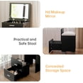 thumbnail image 7 of SELOOYE 3 in 1 Vanity Desk, Compact Vanity with 3 Drawers, Makeup Desk with Flip-up 3 Colors Lighting Mirror and Cushioned Stool, Small Vanities Nightstand Perfect for Bedroom, Black, 7 of 7
