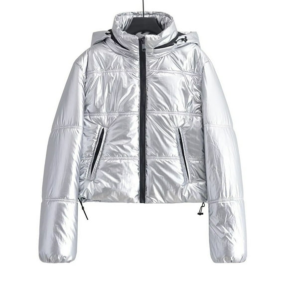 AGWOLF Women's Cropped Puffer Jackets Waterproof Winter Parka with Zipper Pockets Lightweight Warm Zip Up Padded Coats Outdoor Thermal Outwear for Skiing Snow