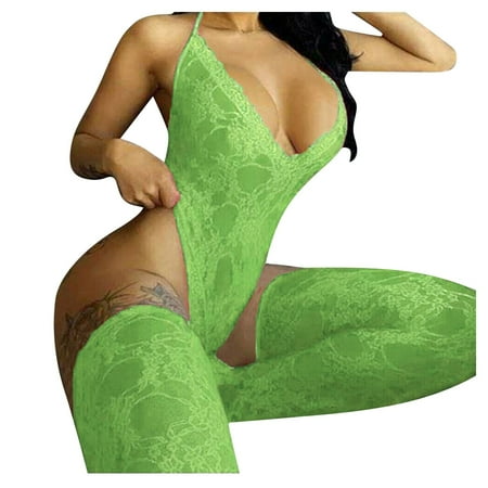 

Lace Lingerie Backless V Neck Jumpsuit Pajamas Suit Women Bodysuit Stockings