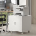 thumbnail image 2 of Metal Office Storage Cabinet, Rolling File Table for Printers, Heavy-Duty mobile Desk with Adjustable Shelf, Printer Stand for Copier, Fax, Large File Stands for Office, Workplace, White, 2 of 18